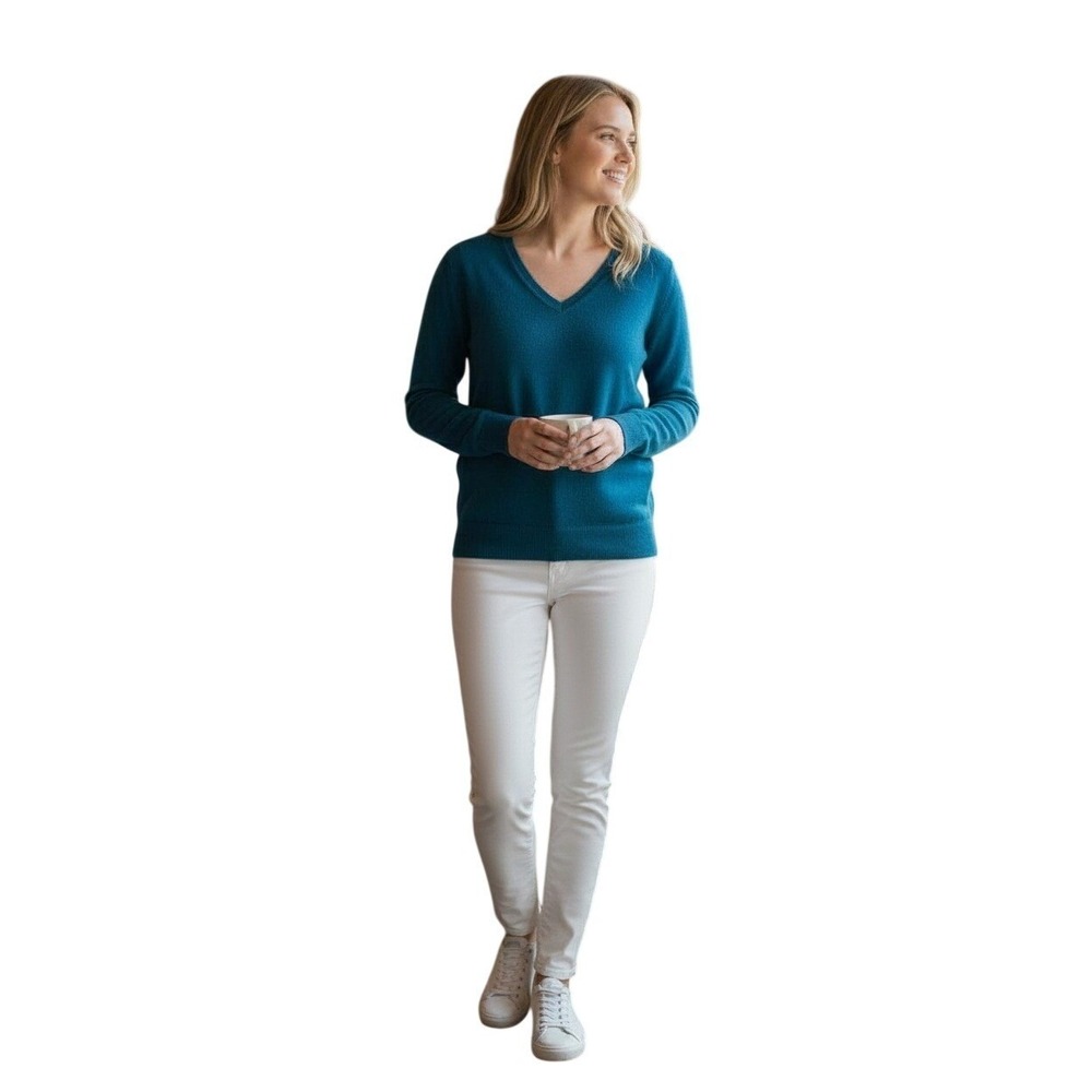 Banana Republic -NWOT Blue V Neck 100 Merino Wool Sweater Size S